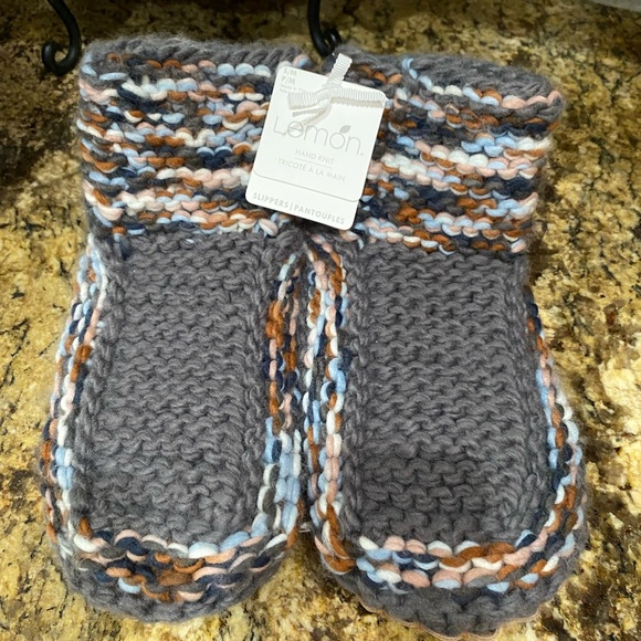 LEMON Hand Knit Slippers Anthropologie - cozy and warm - size small/Medium - Picture 1 of 8